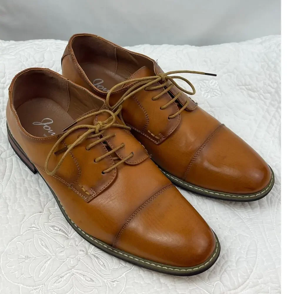 Jonsen Milan Men's Size 12 Brown Leather Lace-Up Dress Shoes – Formal AMY9003